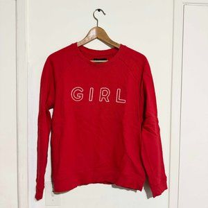 red lucky brand GIRL chain stitch 100% cotton crew neck sweatshirt sz s